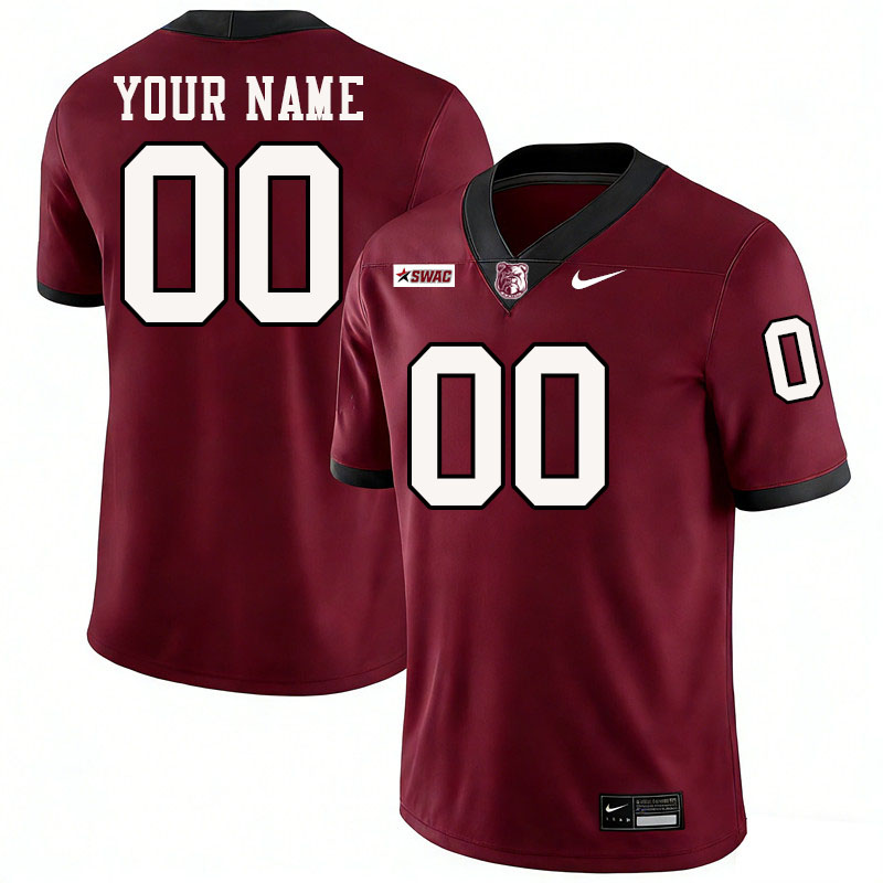 Custom Alabama A&M Bulldogs Name And Number Football Jerseys-Maroon